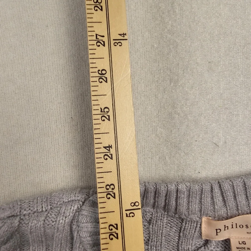 Philosophy Republic Clothing Gray Cable Knit Sweater Crew Neck Long Sleeve Large